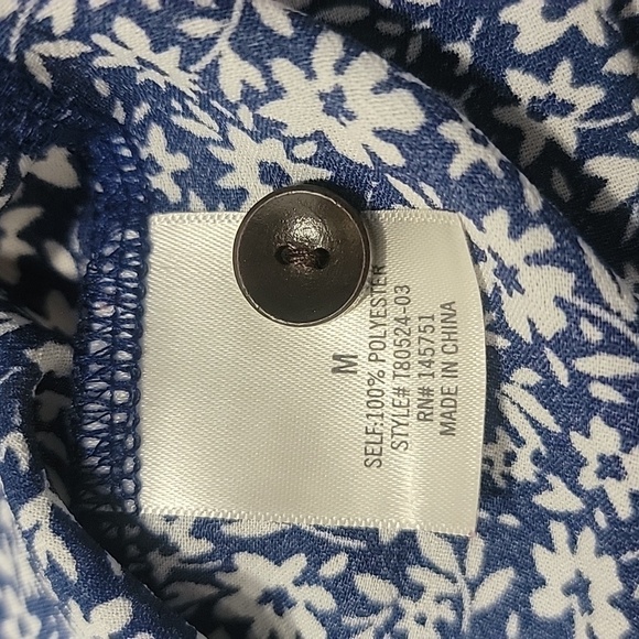 Mi ami, Size M, Halana, Blue Floral High Neck Blouse, Smocked Upper, Ruffle Hem - Picture 14 of 16